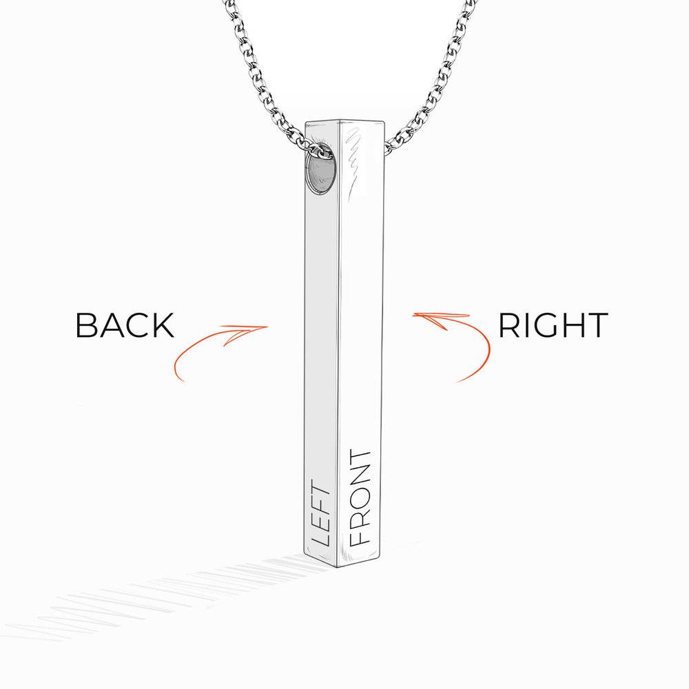 Engraved 3D Bar Necklace for Men in Matte Silver-5 product photo