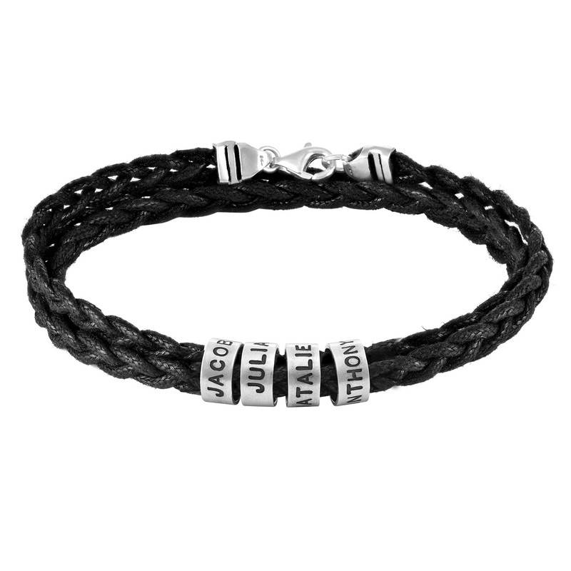 Men's Bracelet with Small Custom Beads in Silver-5 product photo
