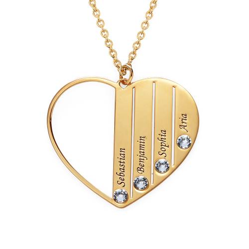 Heart Shaped Birthstone Necklace in Gold Plating product photo