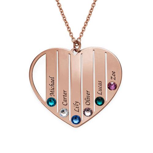 Heart Shaped Birthstone Necklace in Rose Gold Plating product photo