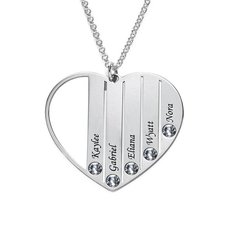 Heart Shaped Birthstone Necklace for Mom in Sterling Silver-4 product photo