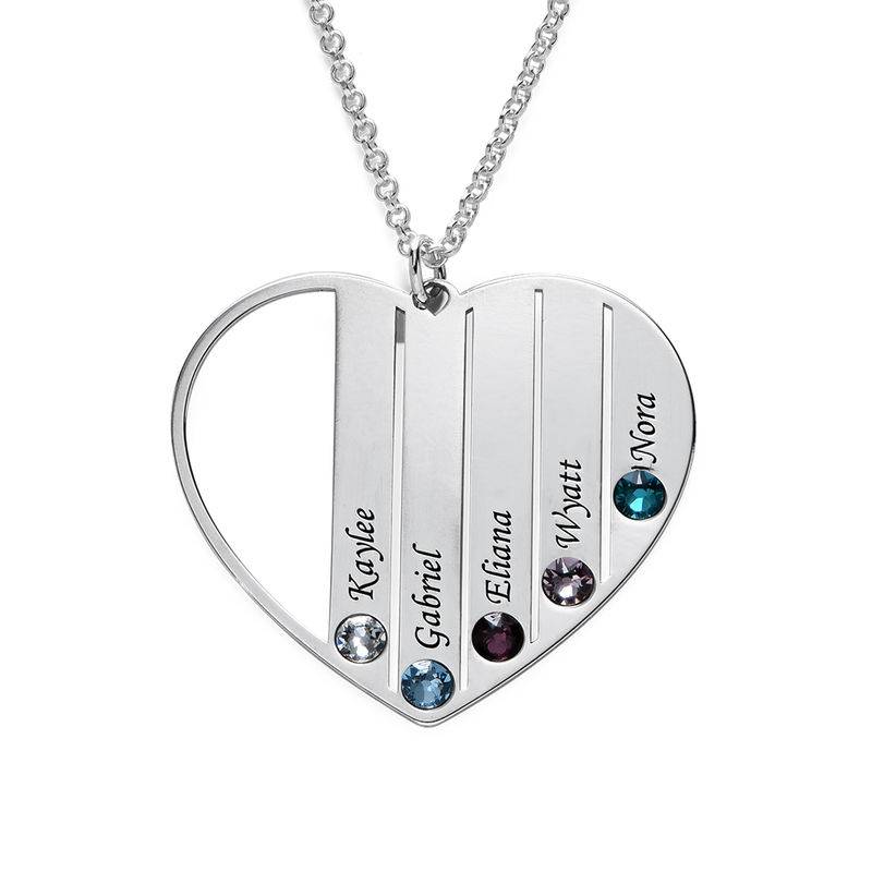 Heart Shaped Birthstone Necklace for Mom in Sterling Silver-5 product photo