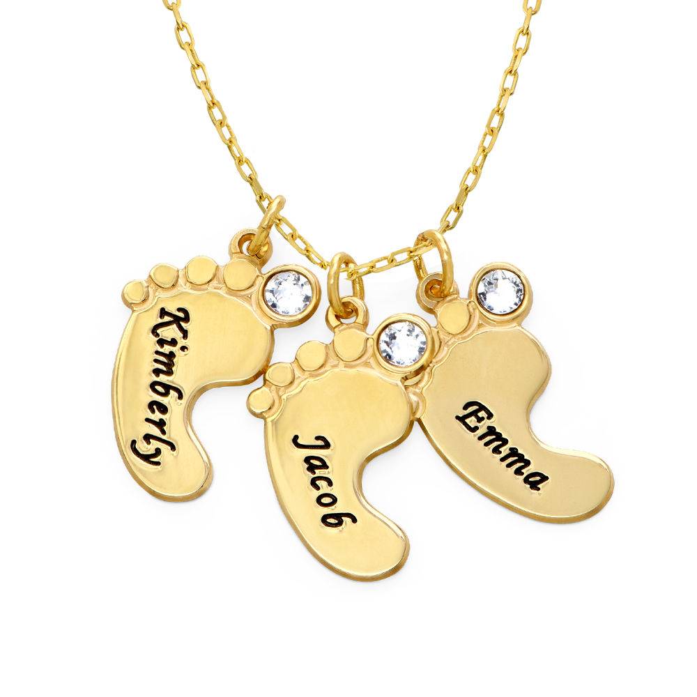Multiple Baby Feet Necklace in 10K Gold-4 product photo