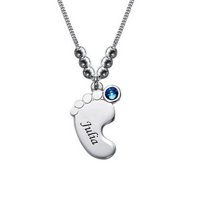 Personalized Multiple Baby Feet Necklace In Sterling Silver-2 product photo