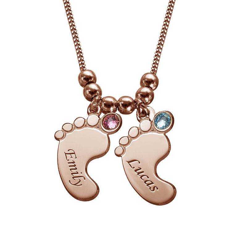 Multiple Baby Feet Necklace In Rose Gold Plating-1 product photo