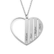 Heart Shaped Diamond Necklace in Sterling Silver product photo