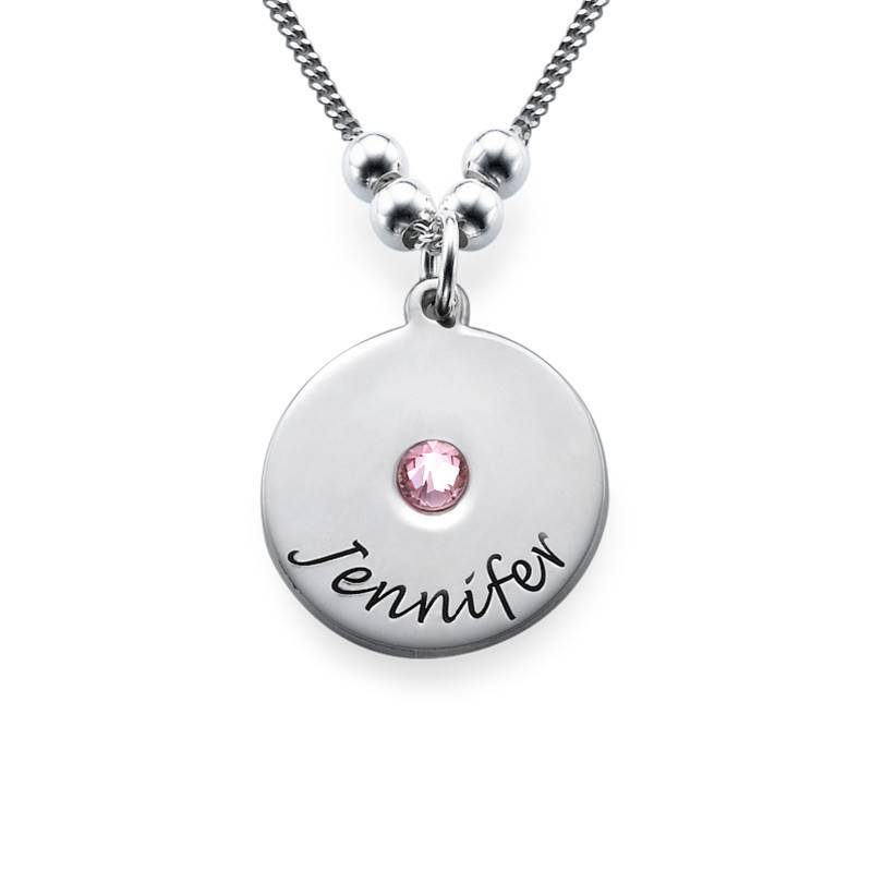 Engraved Discs Necklace with Birthstones-1 product photo