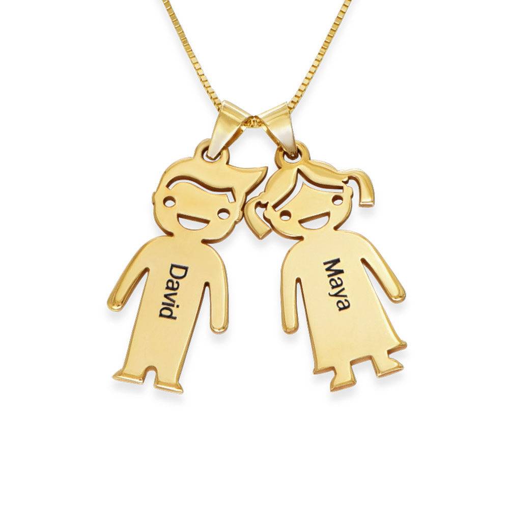 Personalized Kids Charm Necklace for Mom in 10K Yellow Gold-1 product photo