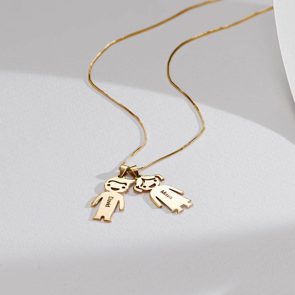 Personalized Kids Charm Necklace for Mom in 10K Yellow Gold-3 product photo