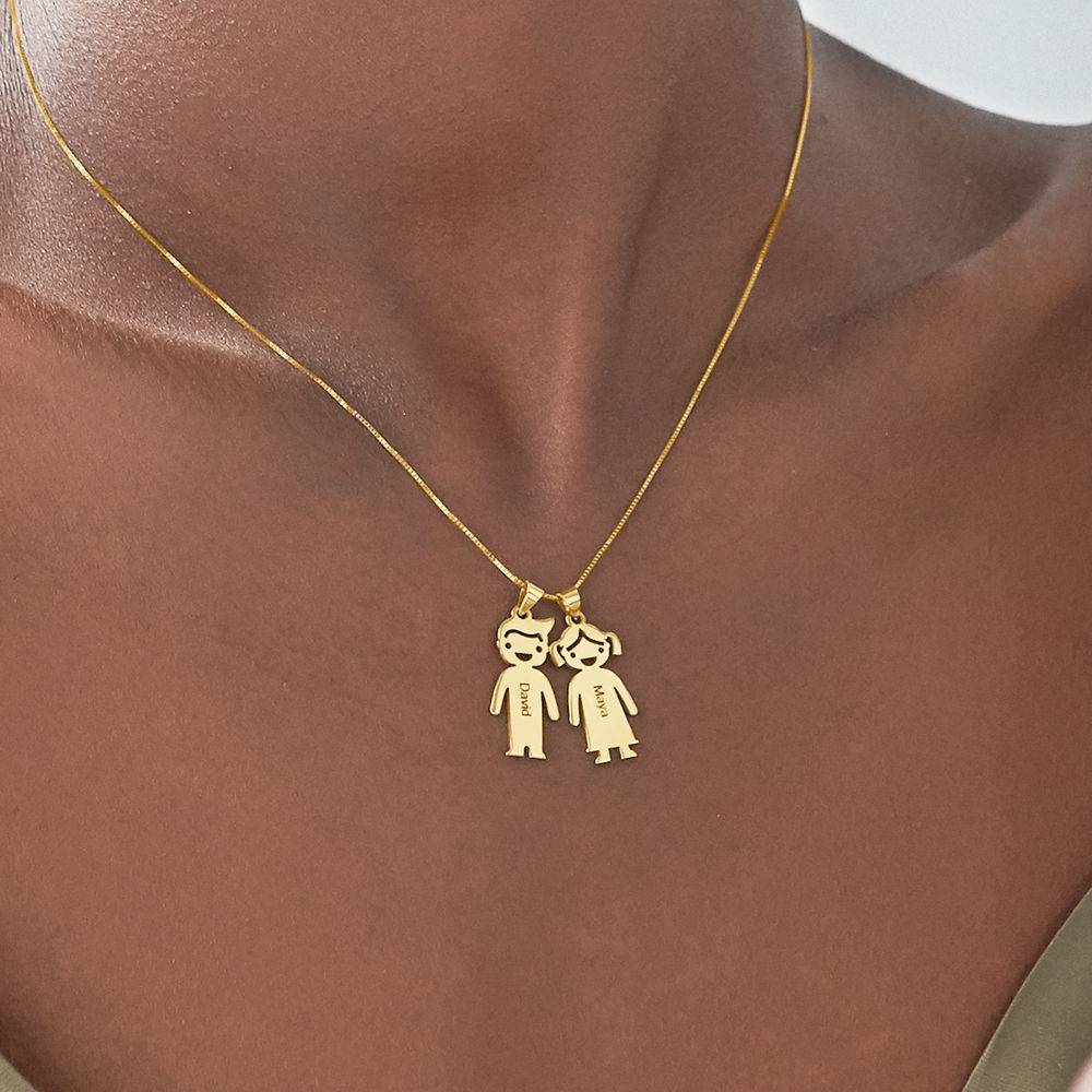 Personalized Kids Charm Necklace for Mom in 10K Yellow Gold-5 product photo