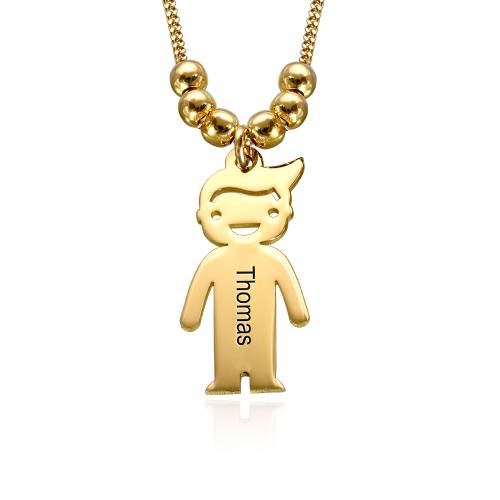 Personalized Kids Charm Necklace for Mom in Gold Plating product photo