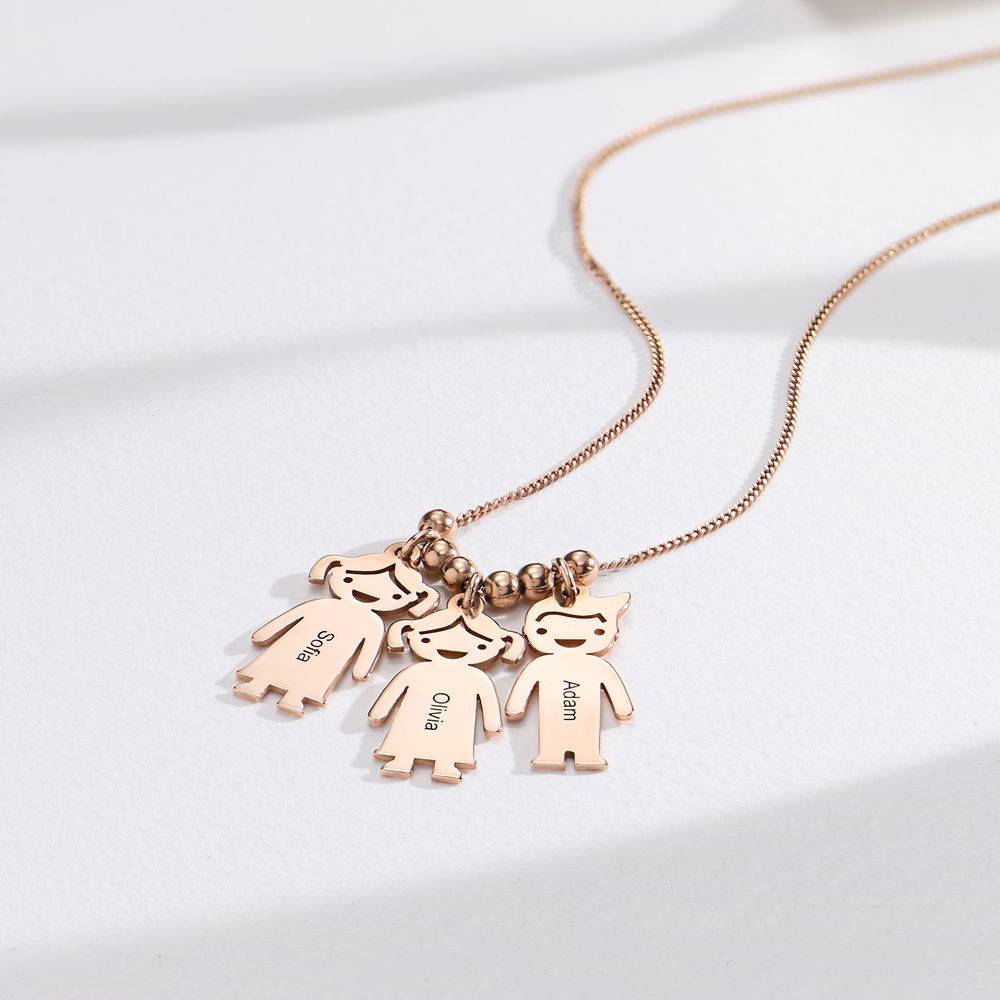 Personalized Kids Charm Necklace for Mom in Rose Gold Plating-3 product photo