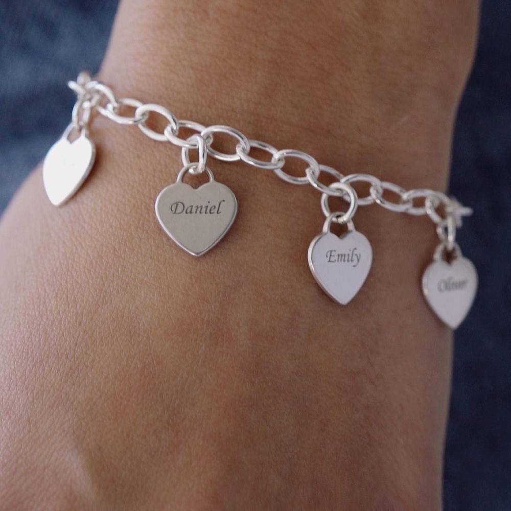 Personalized Heart Charm Bracelet  in Sterling Silver-3 product photo