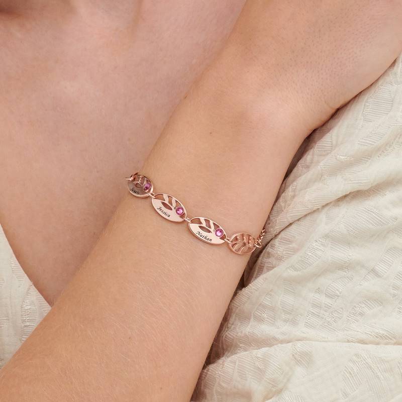 Mother Leaf Bracelet with Engraving in Rose Gold Plating-3 product photo