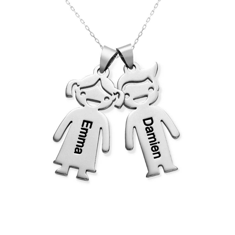 Personalized Kids Charm Necklace For Mom In 10K White Gold product photo