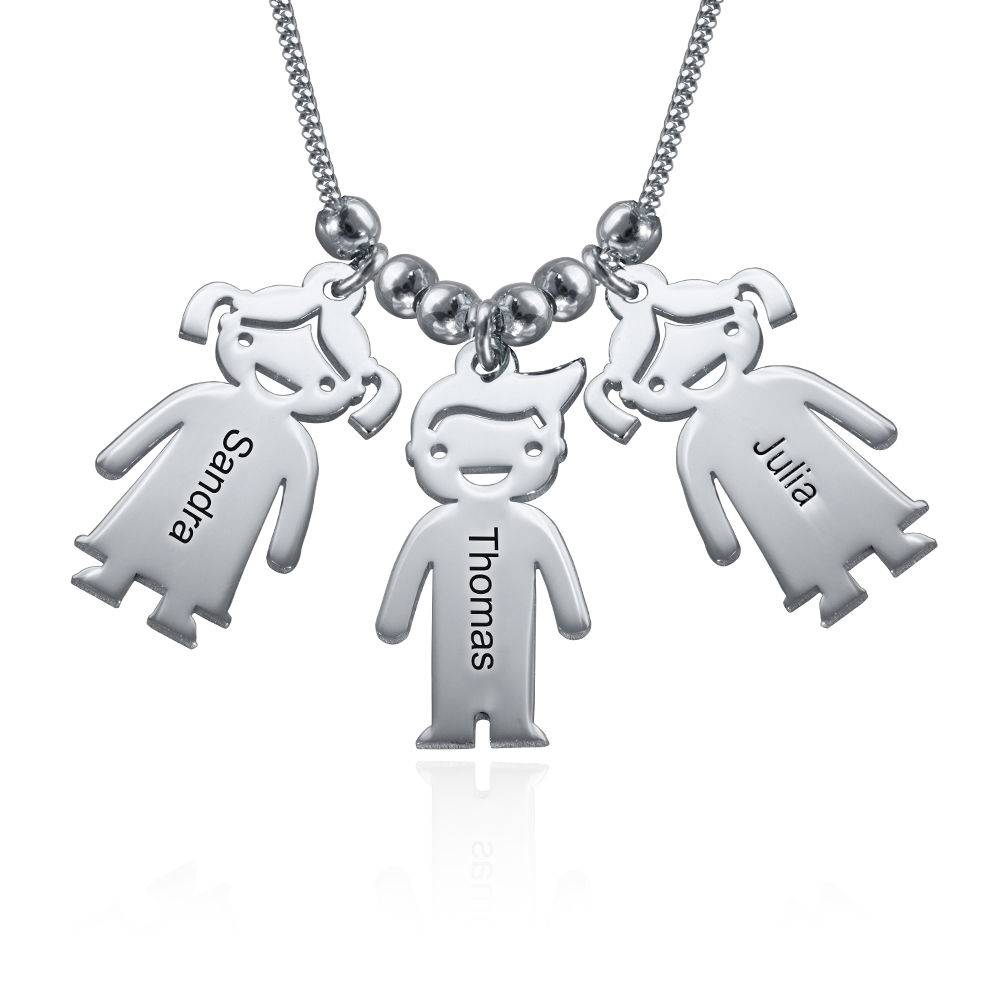 Mother’s Necklace with Children Charms in Premium Silver-2 product photo