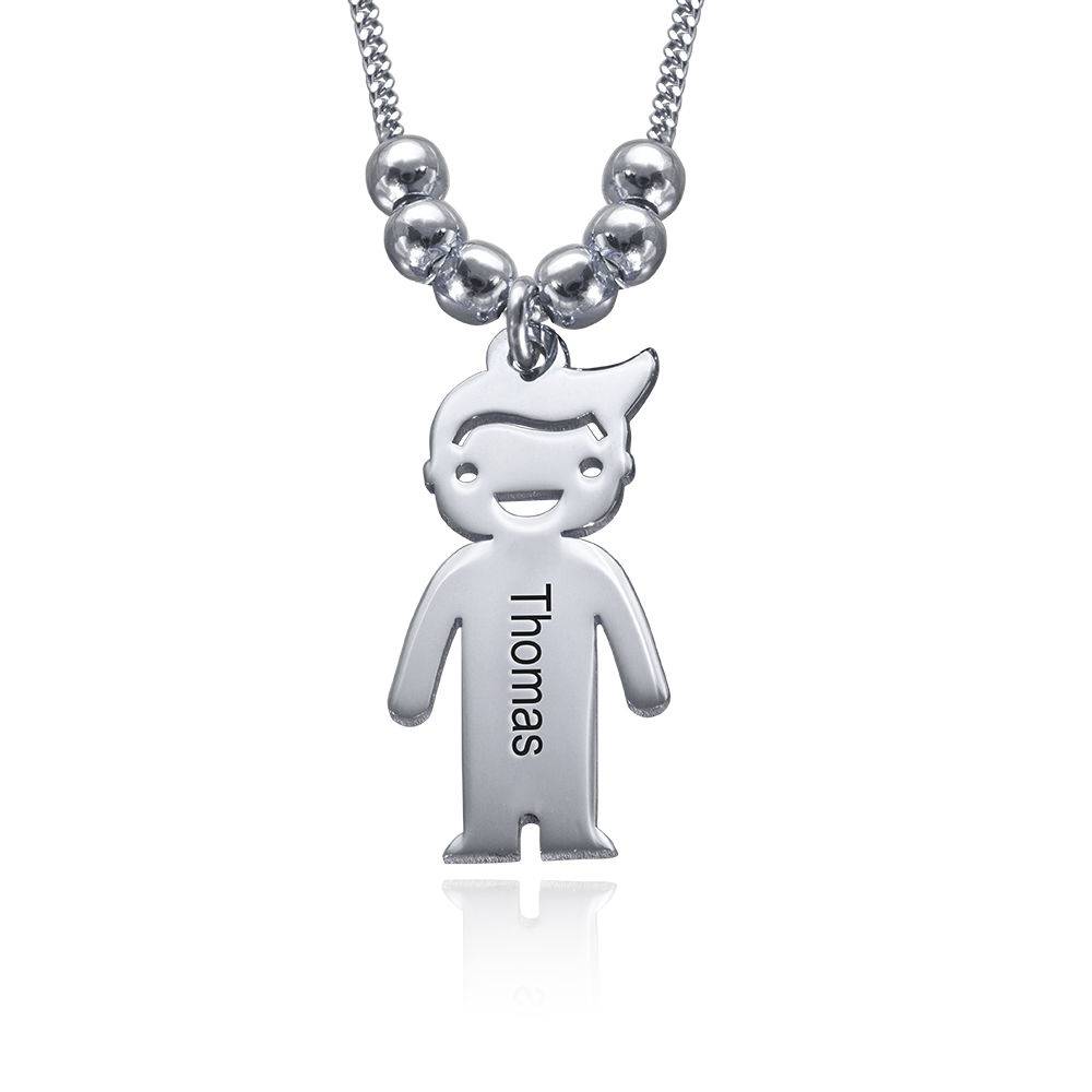 Mother’s Necklace with Children Charms in Premium Silver-1 product photo