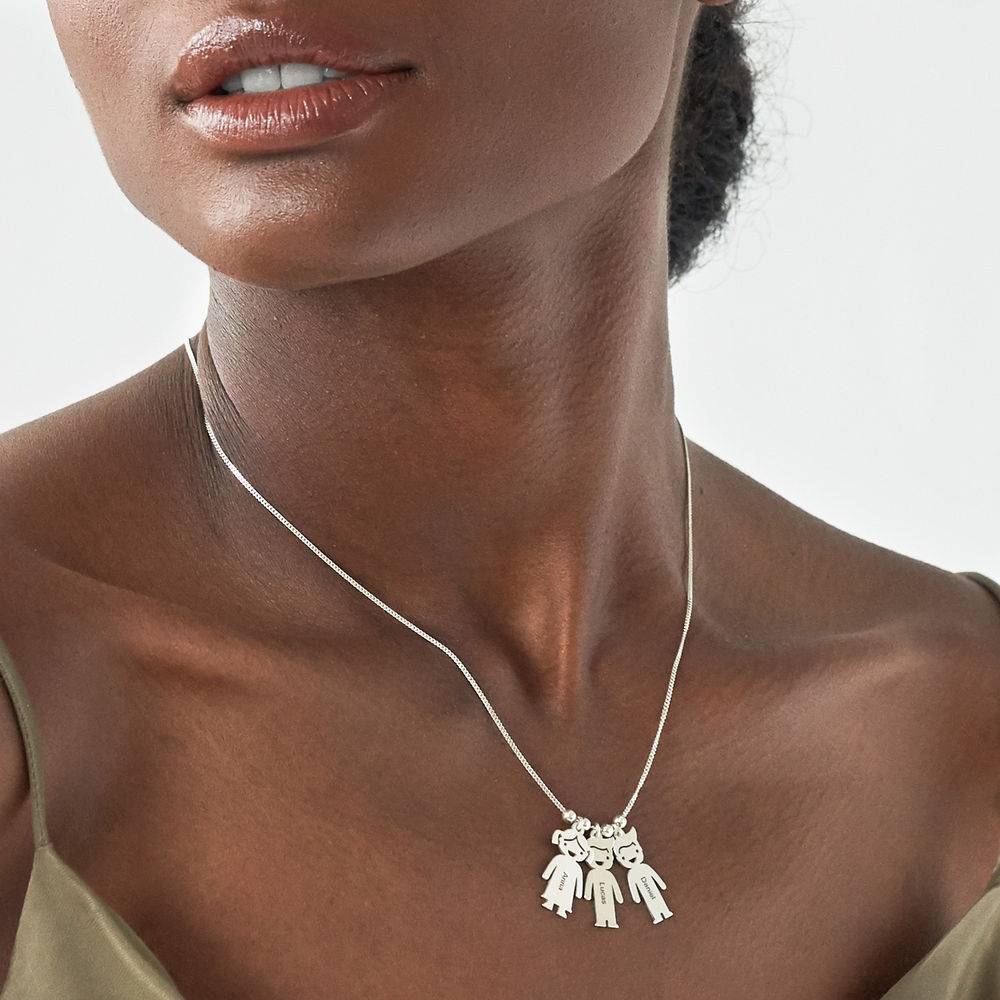 Mother’s Necklace with Children Charms in Premium Silver-3 product photo