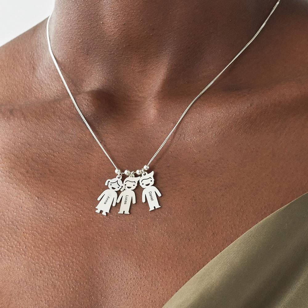 Mother’s Necklace with Children Charms in Premium Silver-4 product photo