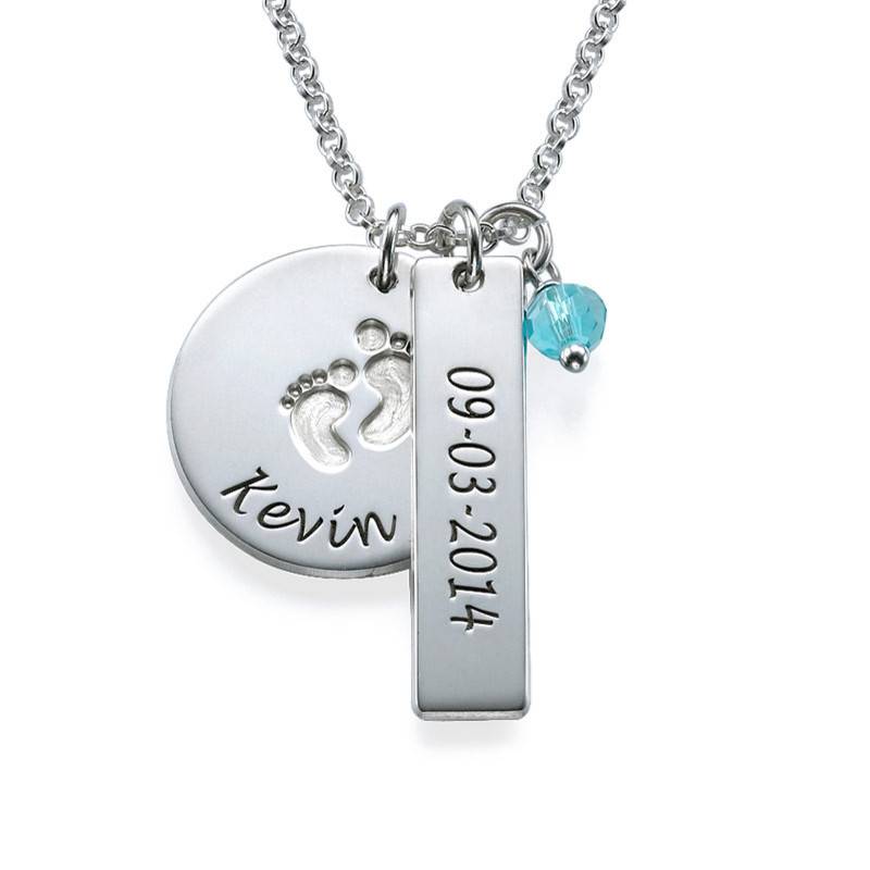 Baby Feet Charm Necklace with Birthstone-1 product photo