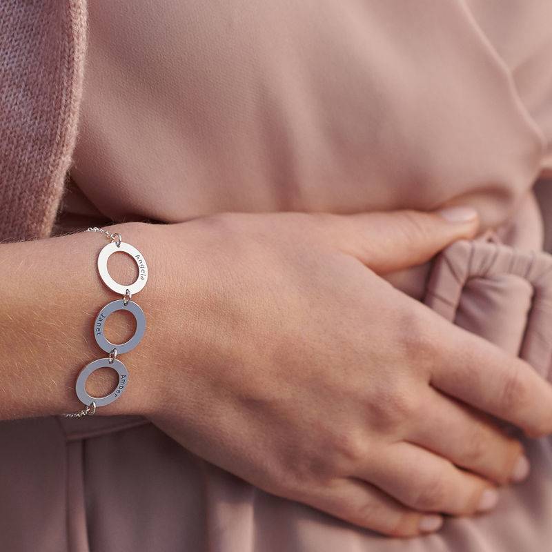 Personalized 3 Circles Bracelet with Engraving in Sterling Silver-2 product photo