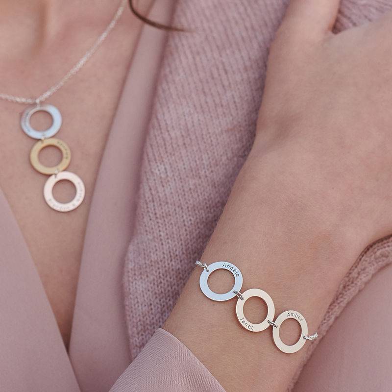 Personalized 3 Circles Bracelet with Engraving in Sterling Silver-5 product photo