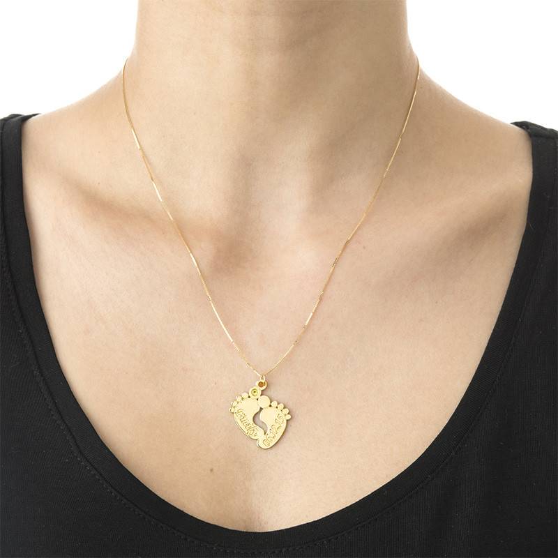 14K Gold Baby Feet Necklace product photo