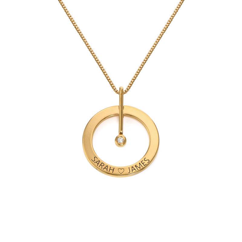 Personalized Circle Necklace with Diamond in 18K Gold Plating-4 product photo