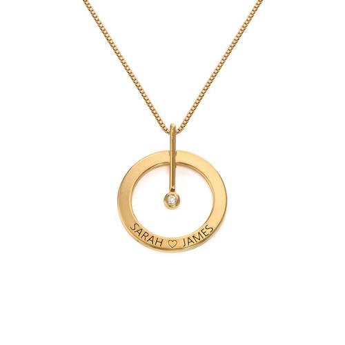 Personalized Circle Necklace with Diamond in 18K Gold Plating product photo