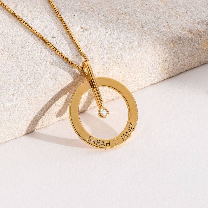 Personalized Circle Necklace with Diamond in 18K Gold Plating-2 product photo