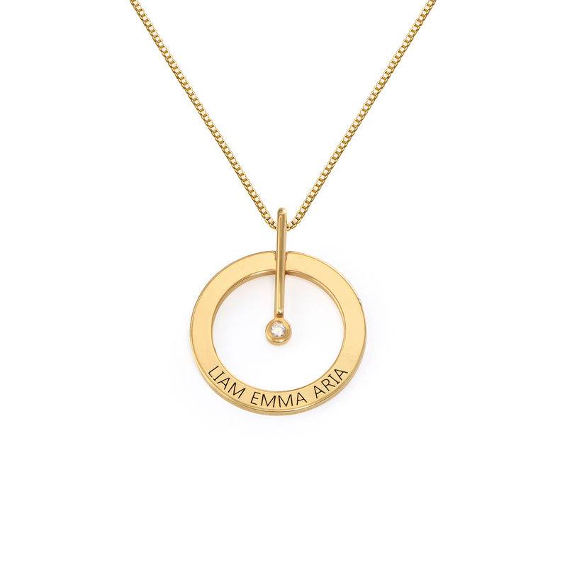 Personalized Circle Necklace with Diamond in 18K Gold Vermeil-5 product photo