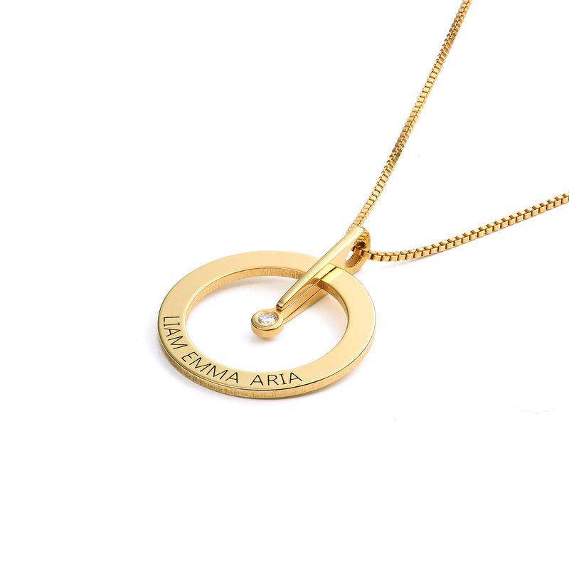 Personalized Circle Necklace with Diamond in 18K Gold Vermeil-4 product photo