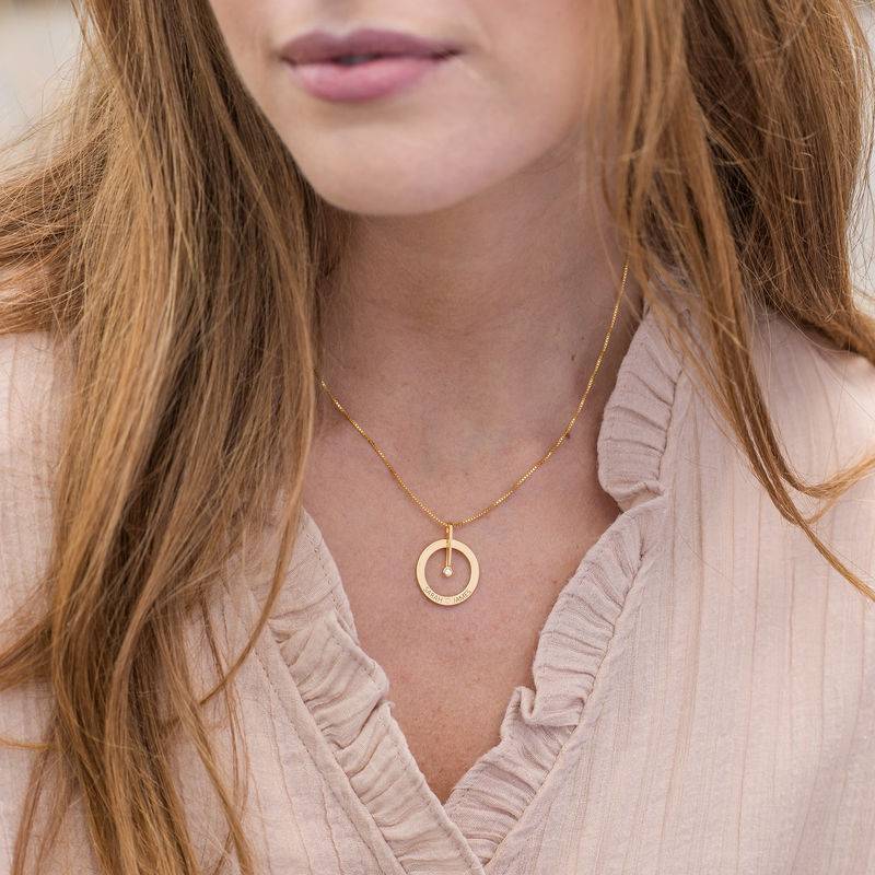 Personalized Circle Necklace with Diamond in 18K Gold Vermeil-1 product photo