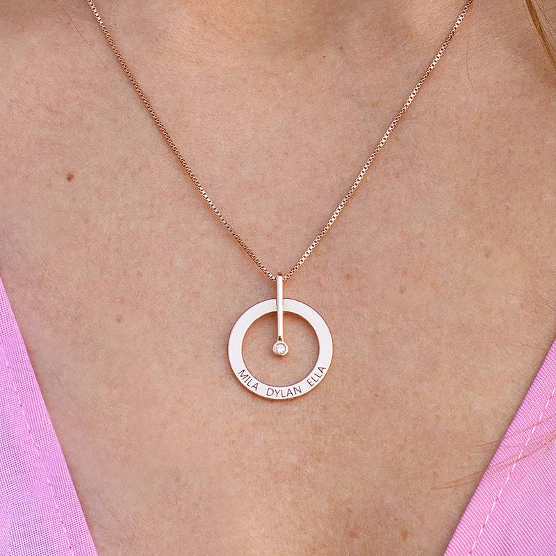 Personalized Circle Necklace with Diamond in 18K Rose Gold Plating-2 product photo