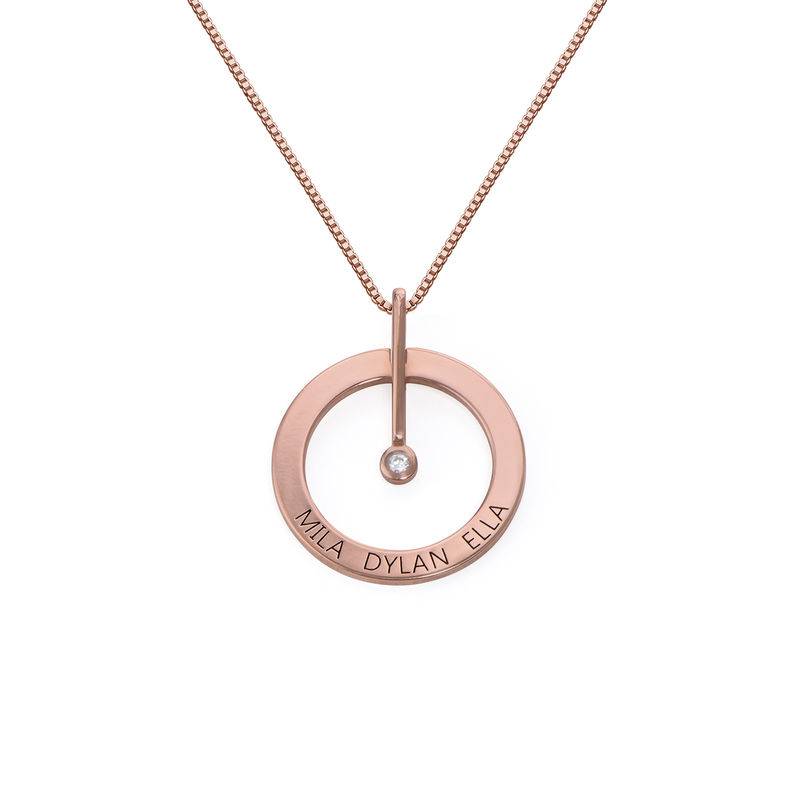 Personalized Circle Necklace with Diamond in 18K Rose Gold Plating-4 product photo