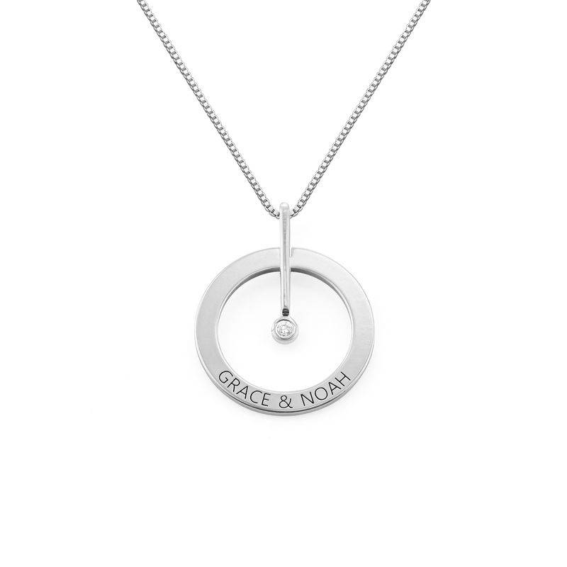 Personalized Circle Necklace with Diamond in Sterling Silver-2 product photo