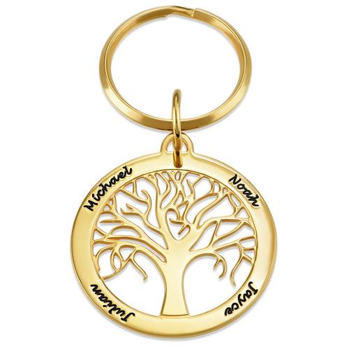 Family Tree Keychain with engravings in Gold Plating product photo