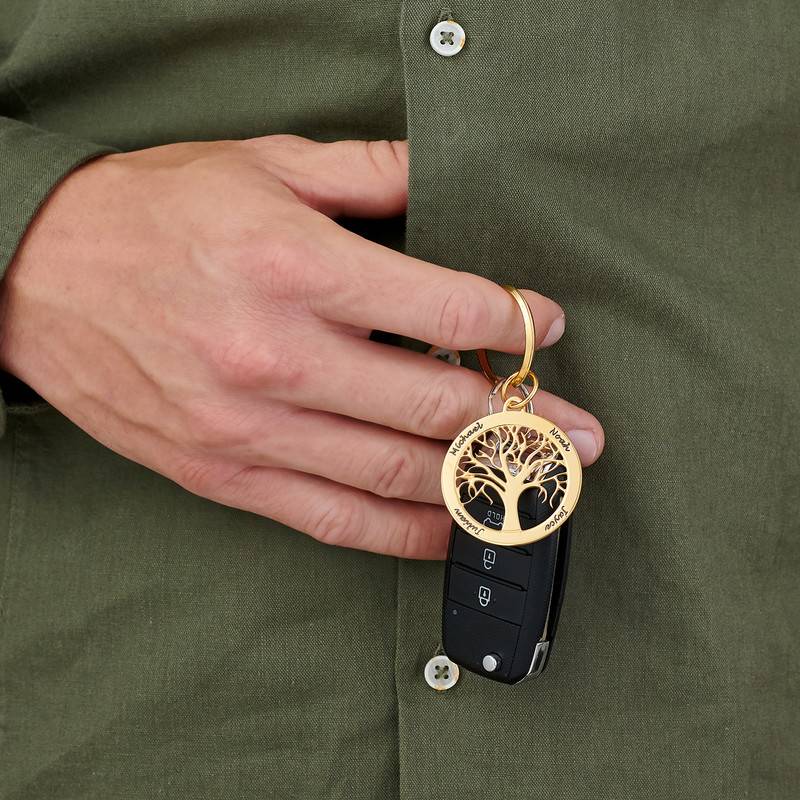 Family Tree Keychain with engravings in Gold Plating | Forever My