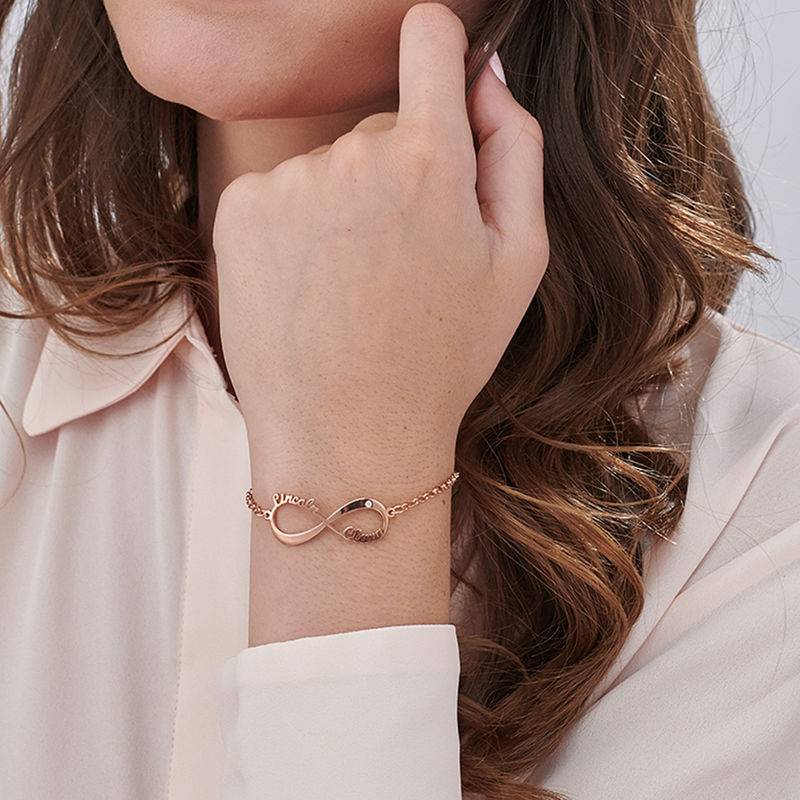 Rose Gold Plated Infinity Bracelet with Diamond-1 product photo