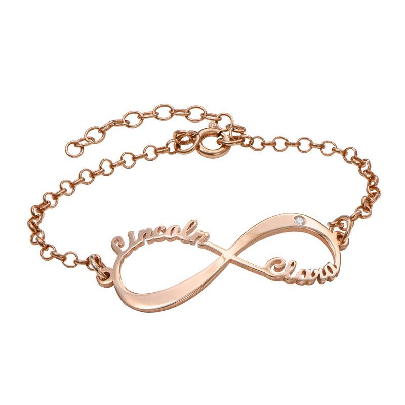 Rose Gold Plated Infinity Bracelet with Diamond-1 product photo
