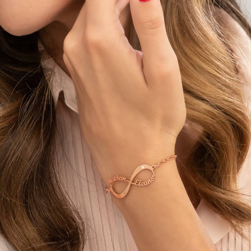 Rose Gold Plated Infinity Bracelet with Diamond-3 product photo