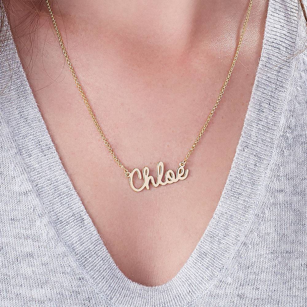 Personalized Jewelry - Cursive Name Necklace in Gold Vermeil-3 product photo