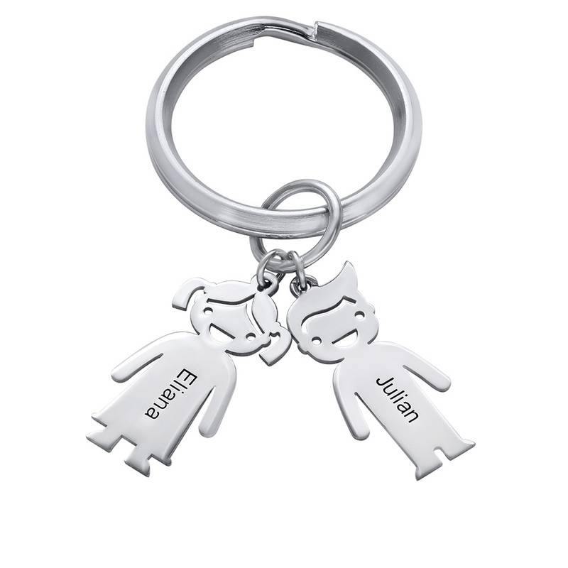 Custom Keychain with Children Charm in Silver-5 product photo