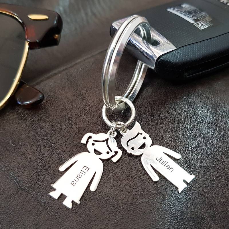 Custom Keychain with Children Charm in Silver-2 product photo