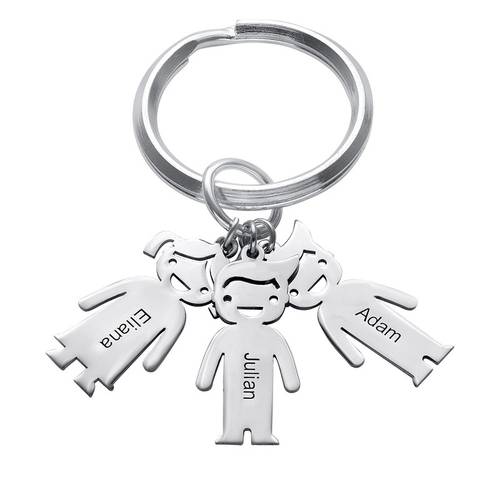 Custom Keychain with Children Charm in Silver product photo