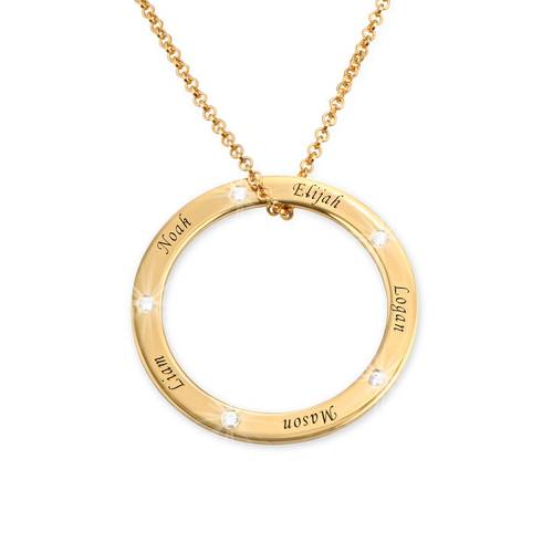 Personalized Ring Family Necklace with Diamonds in Gold Plating product photo