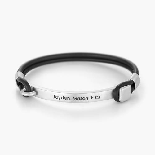 Custom Rubber Bracelet with Engravable Bar in Silver product photo