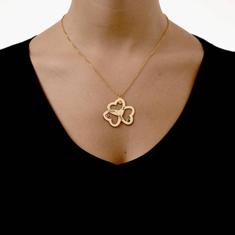 Gold Plated Personalized 3 Hearts Necklace-1 product photo
