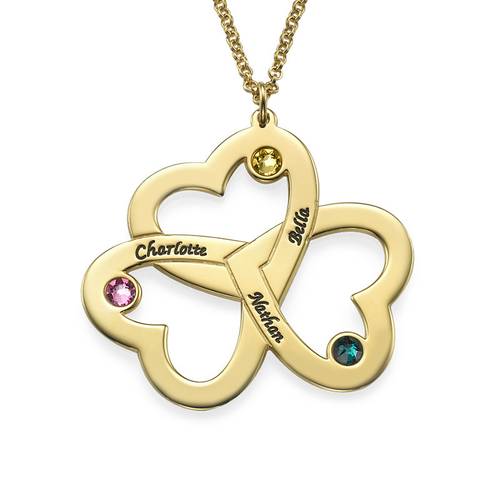 Gold Plated Personalized 3 Hearts Necklace product photo
