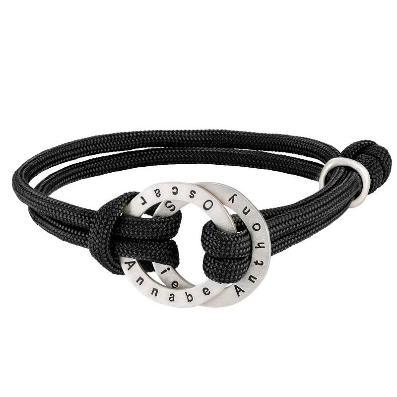 Men's Rope Bracelet with Engraved Hoops-4 product photo
